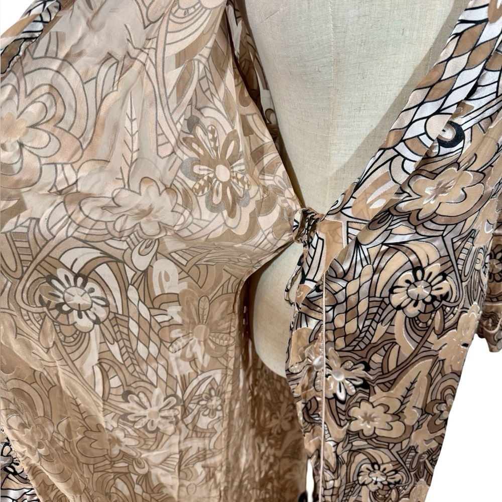 Nk Imode Silk Blend Velvet Burnout Floral Luxurious Long Robe — image 7 of 8